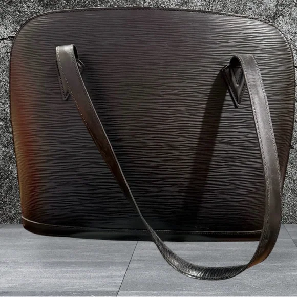 Vintage Louis Vuitton Black Epi Leather Lussac Tote Bag Large 17” x 12” Good - Picture 6 of 16